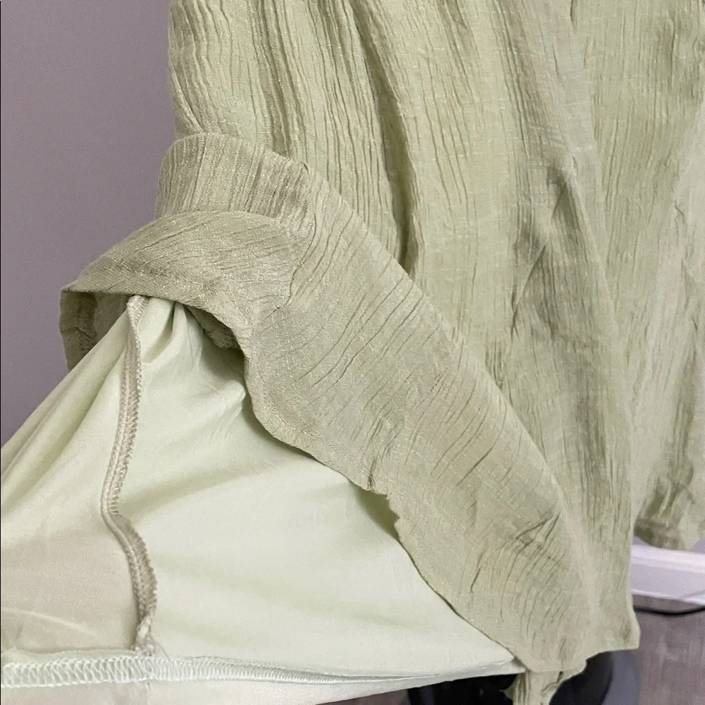 Umgee Sage Green Mini Dress with Front Button Detail and Tie Back - Picture 7 of 8